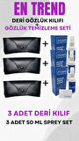 3 Adet Deri Gözlük Kılıfı + 3 Adet 50 ML Gözlük Temizleme Sprey Set