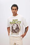 DeFacto Unisex Bob Marley One Love Oversize Geniş Kalıp Bisiklet Yaka Kısa Kollu Tişört C5039AX24SMWT32