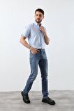 Erkek Likralı Regular Fit Düz Jean Pantolon Mavi