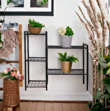 DEKORATİF METAL AYAKLI 5 TEL RAFLI SAKSI STANDI KATLI SAKSILIK ÇİÇEKLİK BAHÇE VE BALKON DEKORU GARDEN