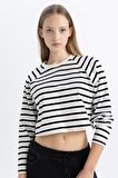 DeFacto Coool Loose Fit Çizgili Uzun Kollu Tişört C4400AX24SPWT32