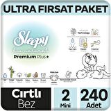 Sleepy Bio Natural Premium Plus Ultra Fırsat Paketi Bebek Bezi 2 Numara Mini 240 Adet