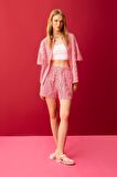DeFacto Coool Oversize Çizgili Poplin Kısa Kollu Gömlek D3835AX24HSRD93