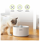 Wero Otomatik Kedi Köpek Su Şelalesi Su Pınarı Su Sebili (Seramik) - Sessiz Çalışma - 2.0 Lt Otomatik Su Temizleme - Beyaz