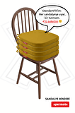 XPERMATE 4'lü StandartFit Oval Sandalye Minderi Fermuarlı Yıkanabilir Kılıf Bağcıklı Su ve Yağ İtici 42x42x5 Hardal