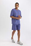 DeFactoFit Slim Fit Dar Kesim Cepli Baskılı Sporcu Şort A1625AX24SMPR484