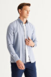 Altınyıldız Classics Slim Fit Düğmeli Yaka İndigo Erkek Gömlek 4A2024100006