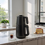 Karaca Berry Tea XL 2 in 1 Çelik Demlikli Çay Makinesi ve Kettle Shiny Black
