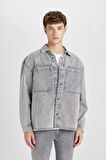 DeFacto Oversize Geniş Kalıp Pamuklu Jean Uzun Kollu Basic Düz Gömlek D0449AX24AUNM18