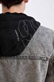DeFacto Oversize Geniş Kalıp Kapüşonlu Düğmeli Mevsimlik Baharlık Jean Ceket D0416AX24AUNM55