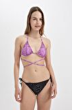 DeFacto Regular Fit Şal Desenli Bikini Üstü-Fall in Love C3176AX24SMPR442