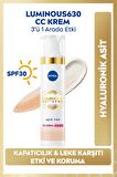 Nivea Luminous630 Koyu Leke Karşıtı CC Yüz Kremi 40ml, SPF30 Güneş Koruyucu, Hyaluronik Asit, Açık Ton