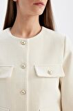 Crop Bisiklet Yaka Blazer Ceket