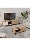 Mezza SET 1366-2092 VİSİON TV ÜNİTESİ - ORTA SEHPA SETİ SEPET - YUNUS - BEYAZ