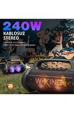 W-KING D10 Bluetooth Hoparlör 120W Partybox 42S Dinleme Işıklı IPX6 Kablosuz Stereo TWS Ses Bombası Siyah