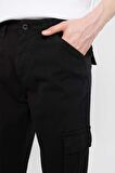 DeFacto Yazlık Gabardin Pantolon Kargo Cepli Düz Paça  B6366AX24SPBK81