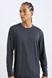 DeFactoFit Standart Fit Bisiklet Yaka Sporcu Uzun Kollu Basic Düz Tişört D1894AX24AUAR231