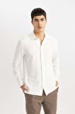 DeFacto Modern Fit Polo Yaka Basic Düz Krinkıl Uzun Kollu Gömlek B7384AX24SPWT34