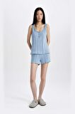 DeFacto Pijama Takım Ribana Kolsuz Üst Beli Lastikli Şort Altı-Fall in Love B8711AX24SMBE302