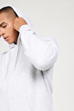 Erkek Kar Melanj Standart Fit Normal Kesim Kapüşonlu Fermuarlı Sweatshirt Ceket