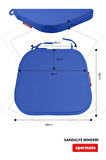 XPERMATE 4'lü StandartFit Oval Sandalye Minderi Fermuarlı Yıkanabilir Kılıf Bağcıklı Su ve Yağ İtici 42x42x5 Mavi
