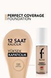 Flormar Perfect Coverage Yoğun Kapatıcı Su Bazlı Fondöten (PEMBE ALT TON) -131 Warm Nude -8682536070553