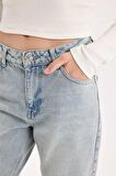 Straight Fit Yüksek Bel Bilek Boy Jean Yıkamalı Pantolon