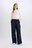 Pull On Wide Leg Yüksek Bel Uzun Jean Pantolon