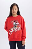 DeFacto Kız Çocuk Disney Mickey & Minnie Oversize Geniş Kalıp Bisiklet Yaka Sweatshirt D4377A824WNRD348