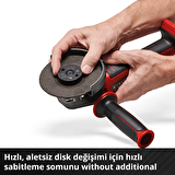 Einhell Professional Akülü Avuç Taşlama AXXIO 18/115 Q LiSolo Power X-Change (18 V, 700 W, Ø 115 mm, 28 mm kesme derinliği, kömürsüz, Quick-Fix oluk, kesme diski ve akü dahil değildir)