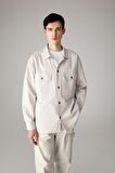 DeFacto Oversize Geniş Kalıp Polo Yaka Twill Uzun Kollu Gömlek Ceket C2896AX24SPGR368