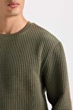 DeFacto Regular Fit Bisiklet Yaka Jakarlı Sweatshirt D5392AX24AUKH261