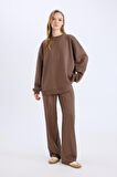 DeFacto Wide Leg Kumaş Pantolon Geniş Bol Paça Basic Düz Çift Cepli Yüksek Bel Standart Boy D4360AX25SPBN142