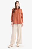 DeFacto 	Relax Fit Basic Düz Modal Uzun Kollu Gömlek Tunik D1299AX25SPOG185