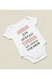 Annem İçin Dünyayı Teyzem İçin Annemi Yakarım Yazılı Pamuklu Yumuşak Unisex Çıtçıtlı Body Zıbın