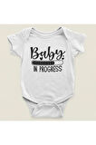 Bebek İlerlemekte Yazılı Pamuklu Yumuşak Unisex Çıtçıtlı Body Zıbın