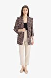 Relax Fit Leopar Desenli Blazer Ceket