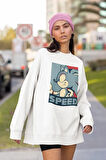 Sonic Speed Baskılı Unisex Oversize Çizgi Film Sweatshirt