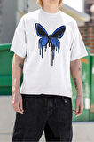 Kelebek Temalı Unisex Oversize Tişört