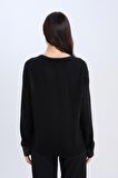 DeFacto Regular Fit Bisiklet Yaka Simli Reglan Kol Siyah Triko Kazak Tunik D1580AX24WNBK81
