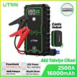 UTRAI JS-1 Pro 16000mAh 2500A Jump Starter Taşınabilir Akü Takviye Cihazı ( Kablosuz Şarj + Pusula + Çanta + Led lamba + Powerbank )