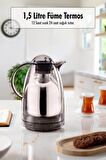 1.5 LT Isı Yalıtımlı Çay Ve Soğuk Su Termosu Şeffaf (12 Saat Sıcak Tutar& İçi Camdır)
