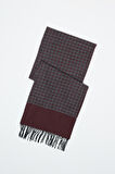 Erkek Gri-bordo Desenli Atkı
