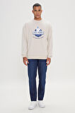 Oversize Fit Bol Kesim Real Madrid Lisanslı Pamuklu Bisiklet Yaka Sweatshirt