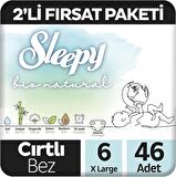 Sleepy Bio Natural 2'li Fırsat Paketi Bebek Bezi 6 Numara Xlarge 46 Adet