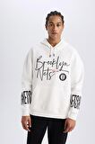DeFactoFit NBA Brooklyn Nets Oversize Geniş Kalıp Kapüşonlu Kalın Sweatshirt D8513AX25SPER105