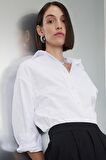 Oversize Fit Gömlek Yaka Basic Düz Oxford Uzun Kollu Gömlek