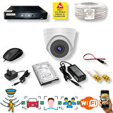 1 Kameralı Set - Araç İnsan Yüz Hareket Algılayan 1080P 5 MP Sony Lens 6 SMART LED Dome Güvenlik Kamerası Seti D206SL-1