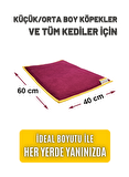pawdaz Serin (60X40CM) - 4 Mevsim Kedi/ Köpek Matı, Sıcak Veya Soğuk Kullanılabilen Minder Yatak (bordo)