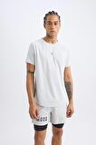 DeFactoFit Hızlı Kuruyan Slim Fit Dar Kesim Bisiklet Yaka Baskılı Sporcu Kısa Kollu Tişört V2887AZ25SPGR91